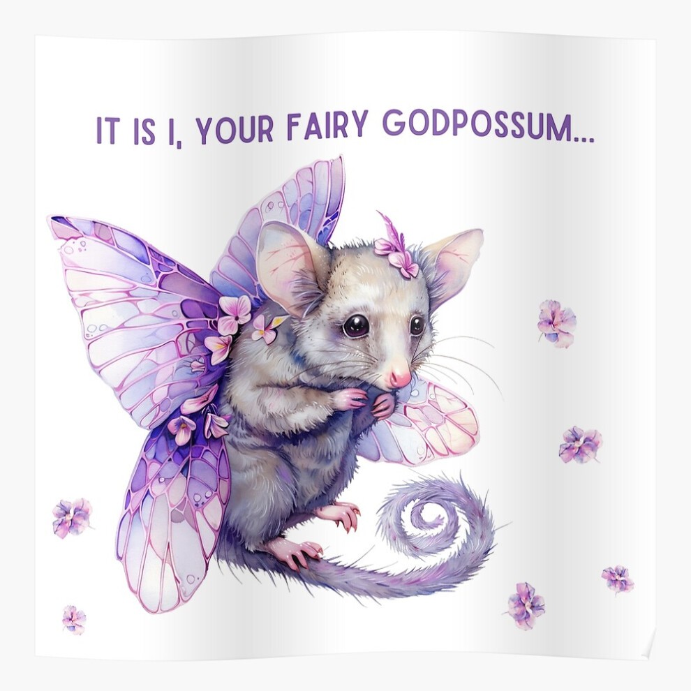 (It Is I Your Fairy Godpossum - Funny Animal Fantasy Fairytale Possum =8367) Posters 16x20