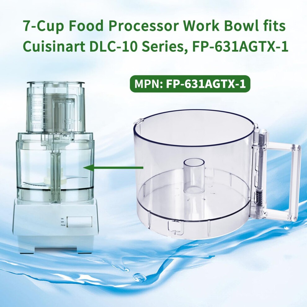 7-Cup Food Processor Work Bowl Compatible with Cuisinart DLC-10 Series FP-631AGTX-1 NOTE:This Bowl Features 2 Tabs on the Top Rim of the Workbowl thumbnail