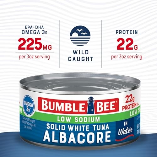 Bumble Bee Low Sodium Solid White Albacore Tuna in Water, 12 Oz Can - Wild Caught Tuna - 22g Protein per Serving, High in Omega-3s - Non-GMO Project V thumbnail