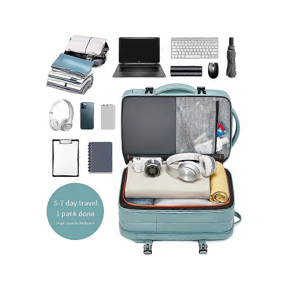 (8875-3 Mint Green) Travel Backpack for with Charging Port, Expanded 10.3gal Hiking Rucksack, Large Capacity 17 Inch Computer Schoolbag thumbnail
