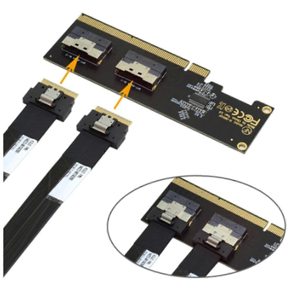 U.2 PCI-E Adapter, Maximize Your PCIe Potential: PCIe 3.0 4.0 X16 to 2-Port SFF-8654 8i Riser Adapter Card thumbnail