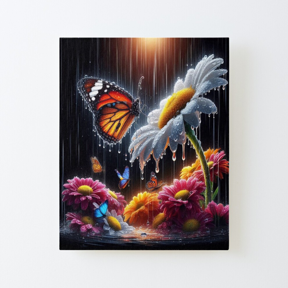 Framed Canvas Print Butterflies in the Rain=4722 DIY Install Kit - 16x20