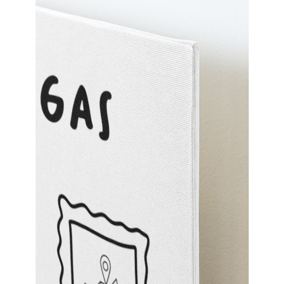 Framed Canvas Print Las Vegas - Travel Stamp Collection Minimalist Design Black and White=5674 DIY Install Kit - 16x20