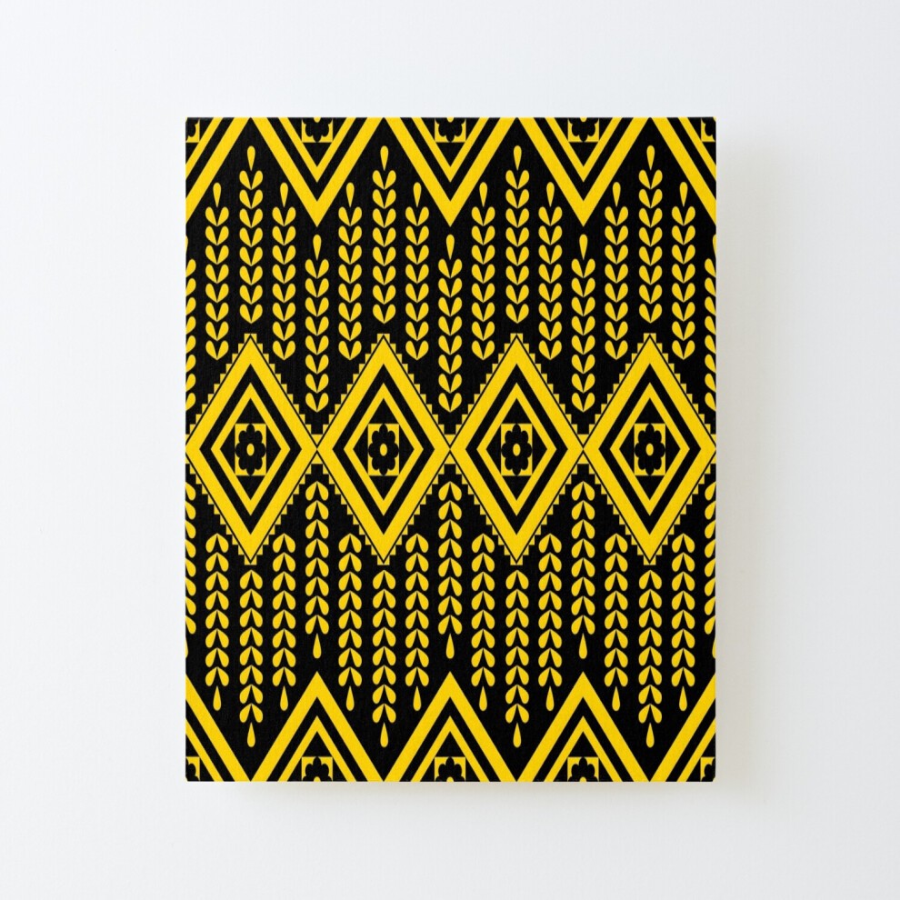 Framed Canvas Print Yellow and Black Seamless Geometric=6331 DIY Install Kit - 16x20