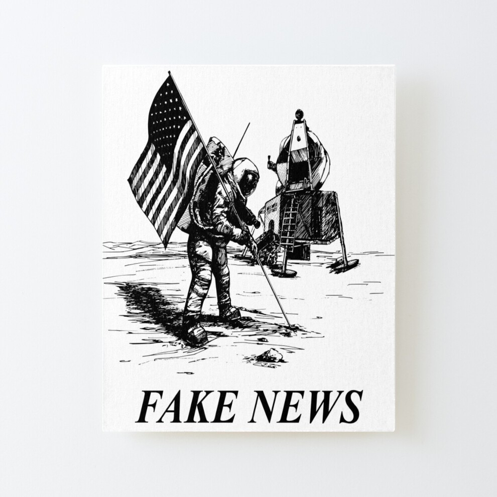 Framed Canvas Print the Moon Landing Hoax - Fake News=7263 DIY Install Kit - 16x20