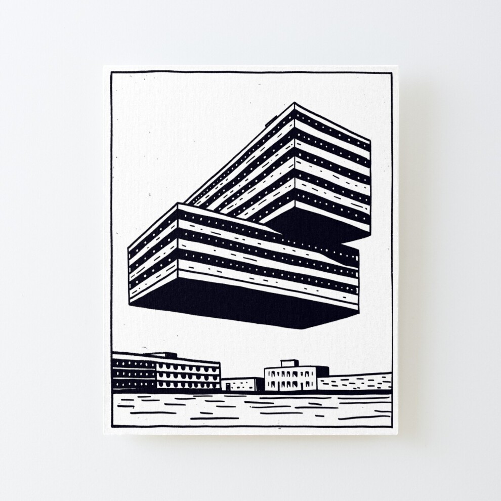 Framed Canvas Print Futuristic Building Design=6974 DIY Install Kit - 16x20