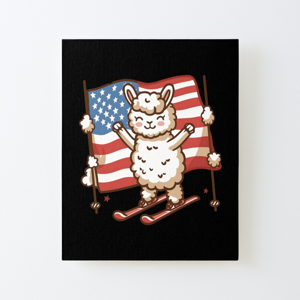 Framed Canvas Print Alpaca Ski Jumping USA Style=6858 DIY Install Kit - 16x20