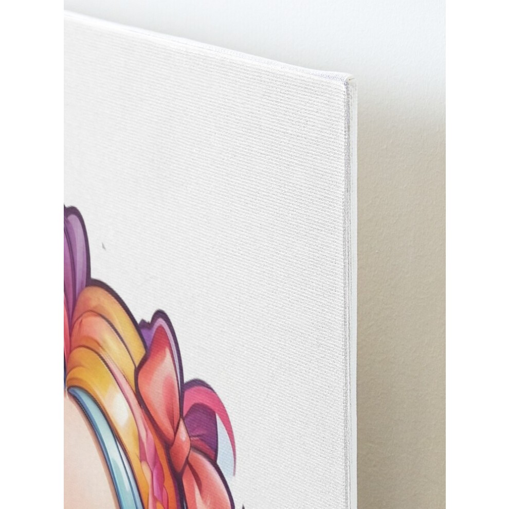Framed Canvas Print a Colourful Cute Girl=9253 DIY Install Kit - 16x20