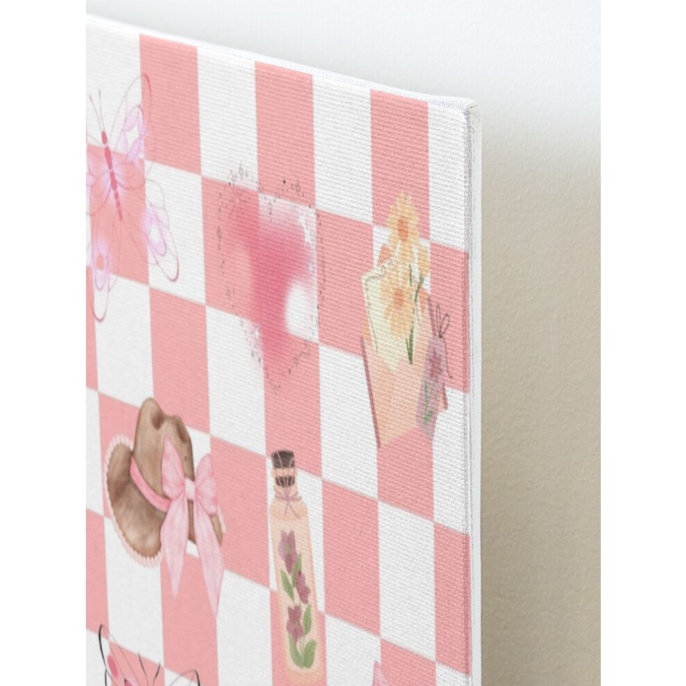 Framed Canvas Print Checkered Cowgirl Set Pattern Coquette=9585 DIY Install Kit - 16x20