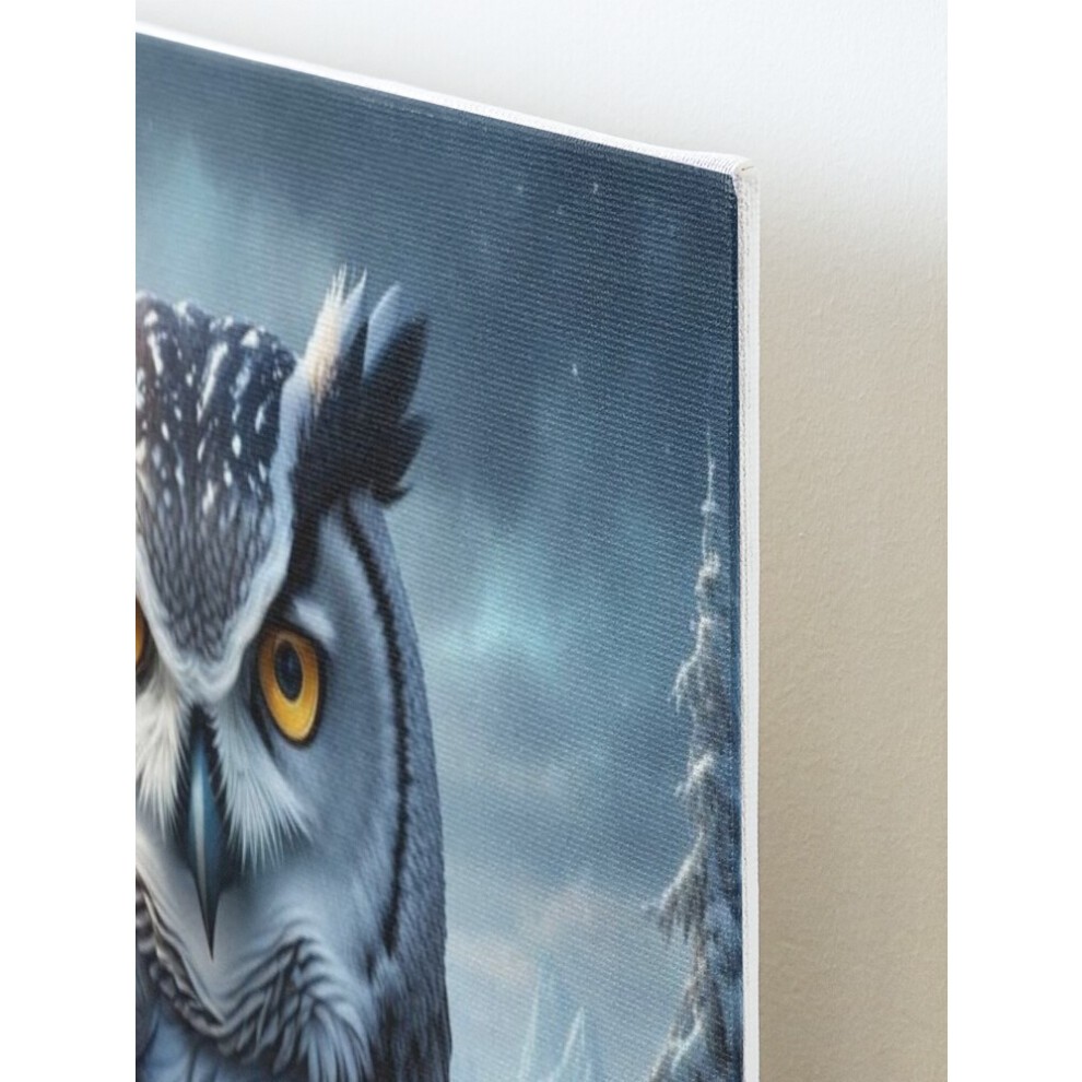 Framed Canvas Print Owl in Snow Mountains=9545 DIY Install Kit - 16x20