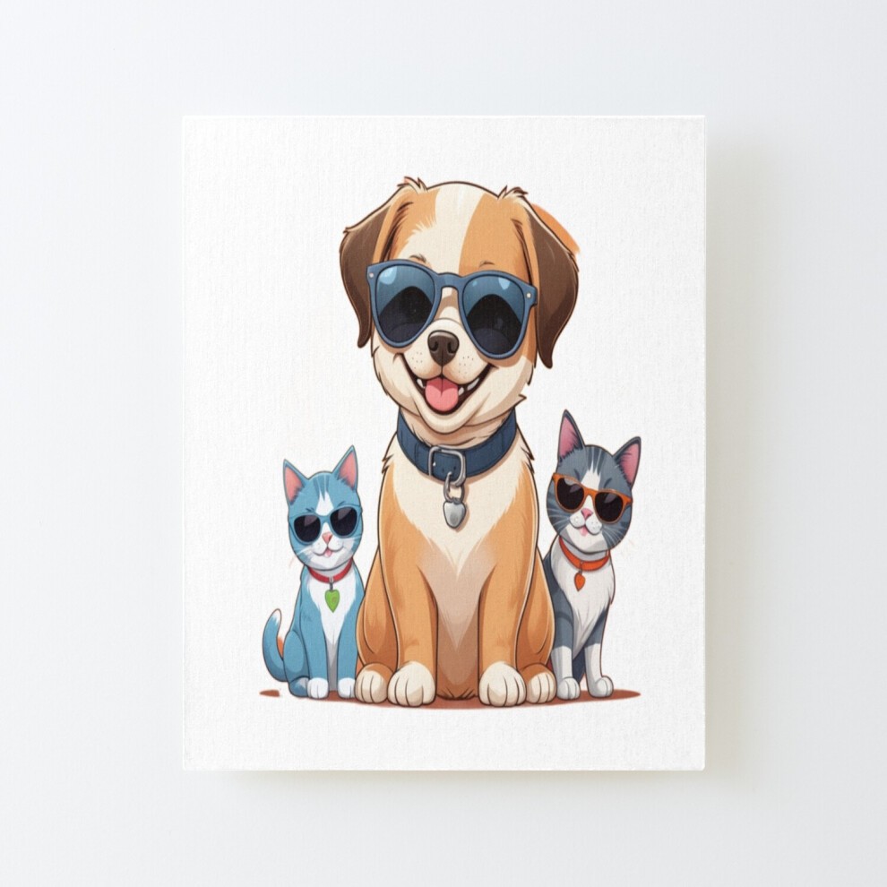 Framed Canvas Print Cool Canines Shady Felines=9862 DIY Install Kit - 16x20