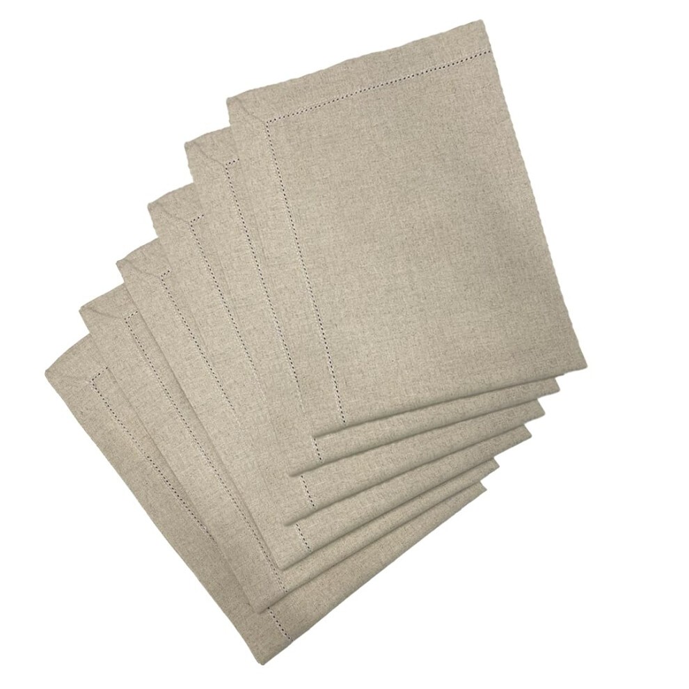 Sweet Needle - Pack of 6-100% Pure Linen Handmade Ladder Lace Hemstitched Napkins 20x20 Natural thumbnail