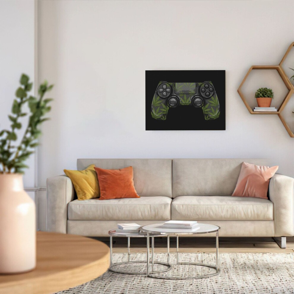 (Marijuana Game Controller=4723) Canvas Print Framed DIY Install Kit- 16x20