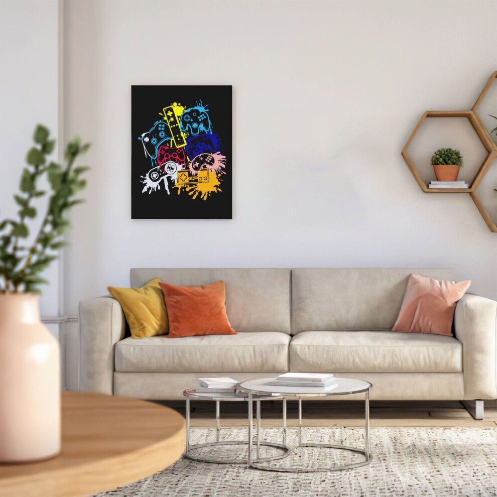 (Video Game Controller=5330) Canvas Print Framed DIY Install Kit- 16x20