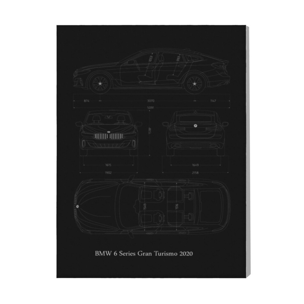 (BMW 6 Series Gran Turismo=4542) Canvas Print Framed DIY Install Kit- 16x20