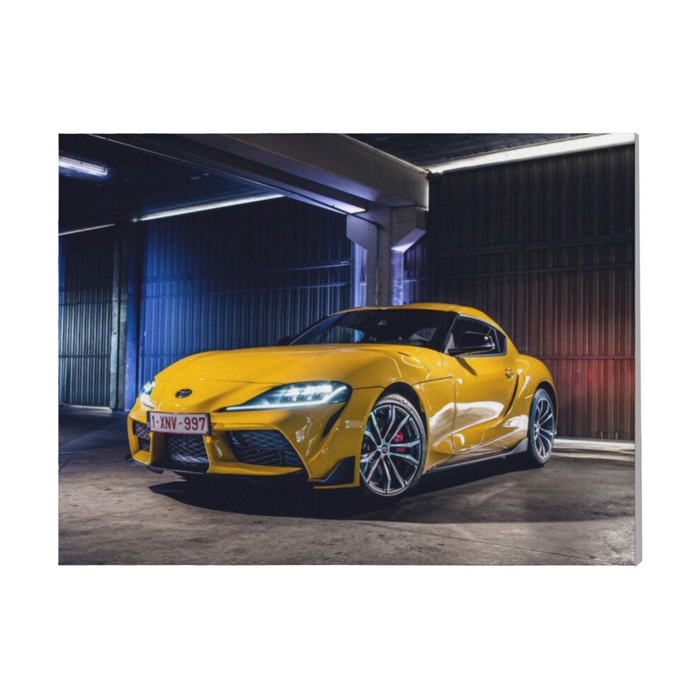 (New Yellow Toyota GR Supra=7751) Canvas Print Framed DIY Install Kit- 16x20