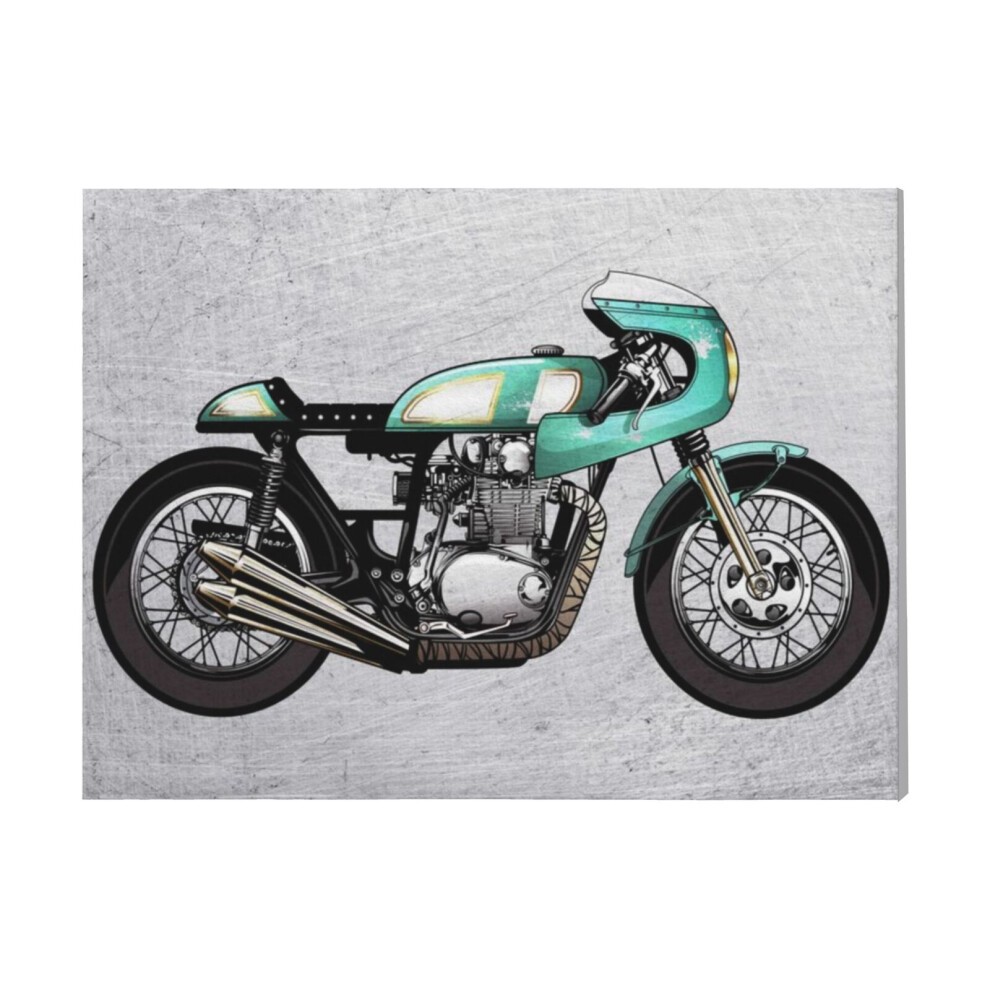 (Motorbike Wall 62=7263) Canvas Print Framed DIY Install Kit- 16x20