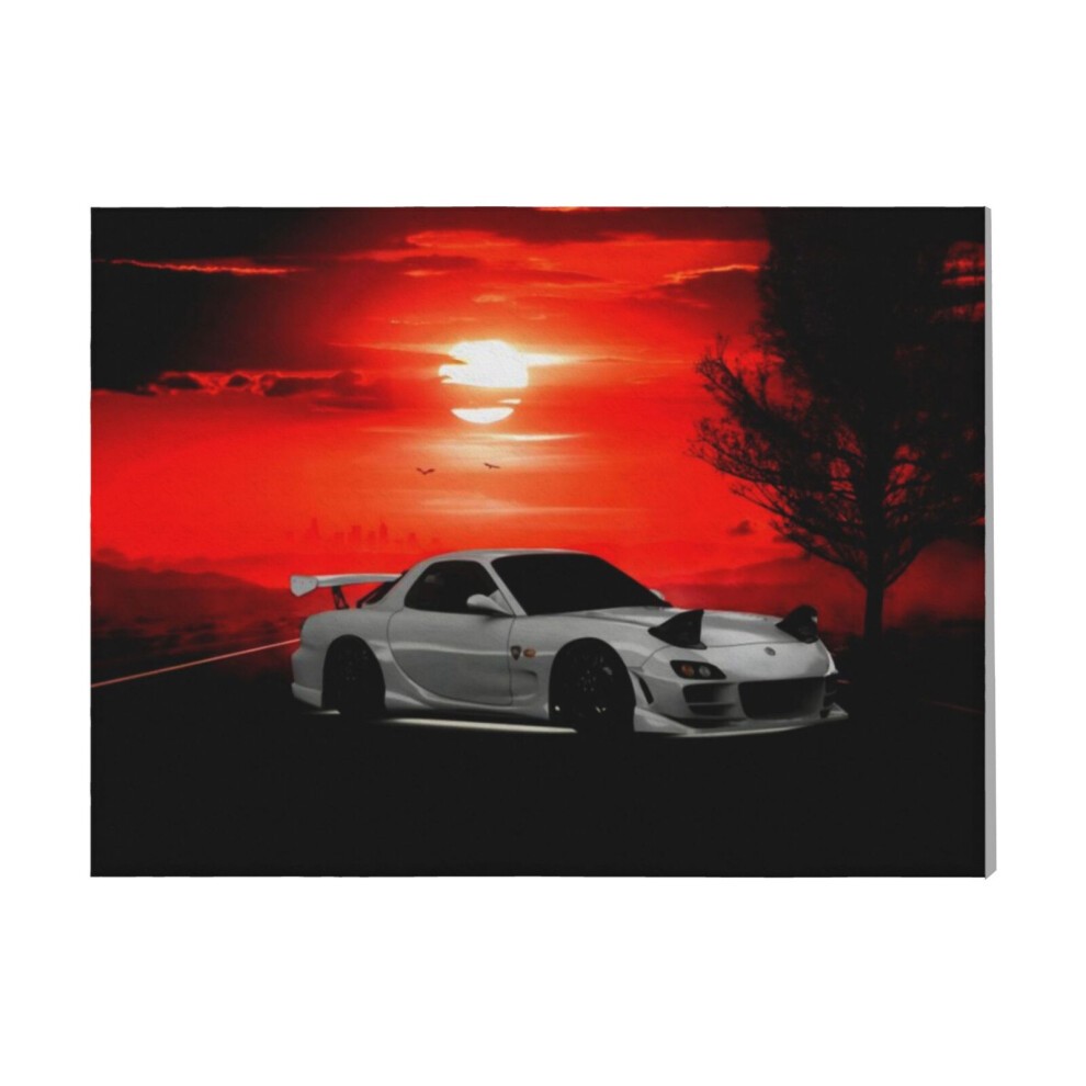 (Mazda Rx7 He Is Here=6051) Canvas Print Framed DIY Install Kit- 16x20