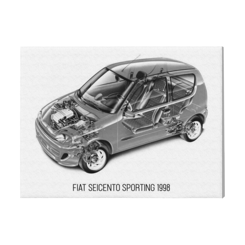 (Fiat Seicento Sporting 199=5499) Canvas Print Framed DIY Install Kit- 16x20