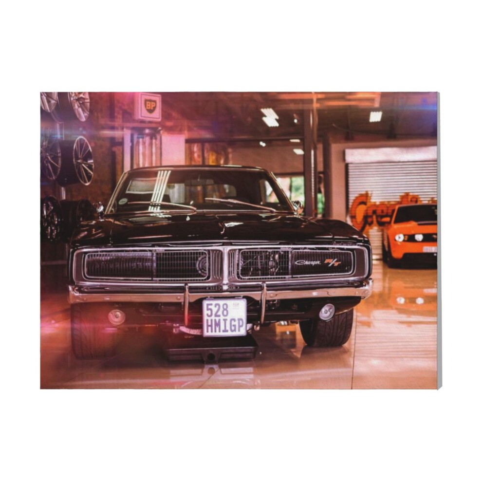 (Car Classic Vintage Garge=4973) Canvas Print Framed DIY Install Kit- 16x20