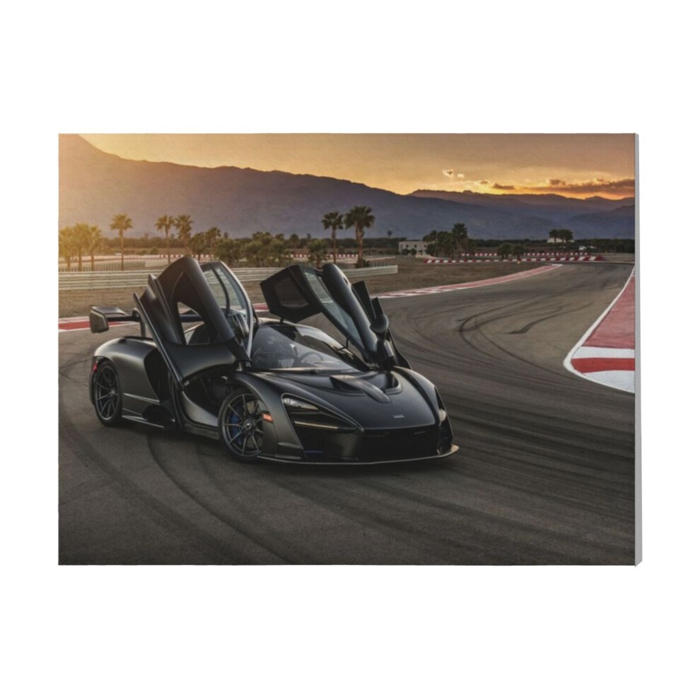 (Black Mclaren Senna 2018=2313) Canvas Print Framed DIY Install Kit- 16x20