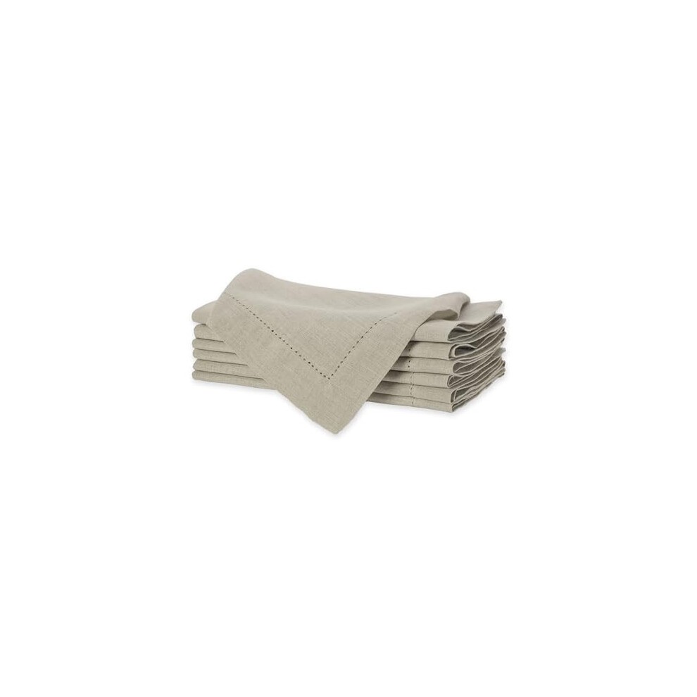Sweet Needle 100% Pure Linen Napkins with Hemstitch Natural - 50x50 CM | Pack of 6 | European Flax Washable, Durable and Reusable. Luxury Dinning for