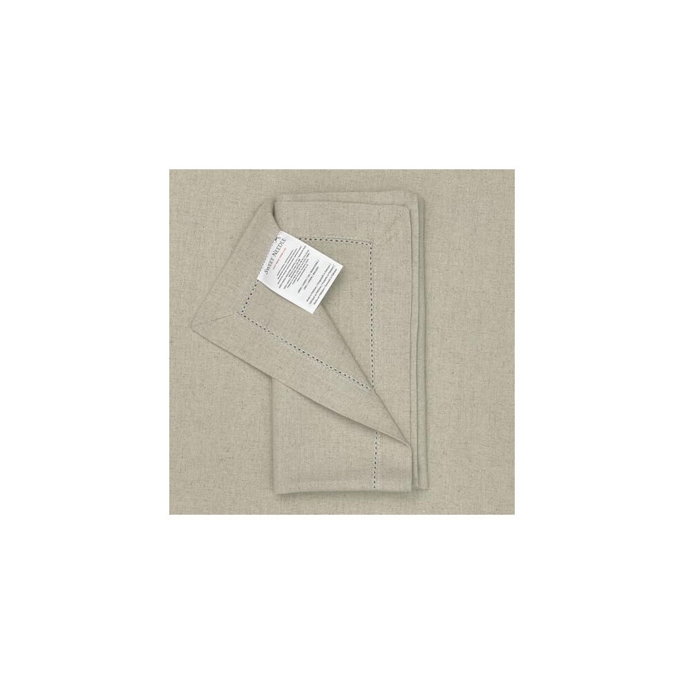 Sweet Needle 100% Pure Linen Napkins with Hemstitch Natural - 50x50 CM | Pack of 6 | European Flax Washable, Durable and Reusable. Luxury Dinning for thumbnail