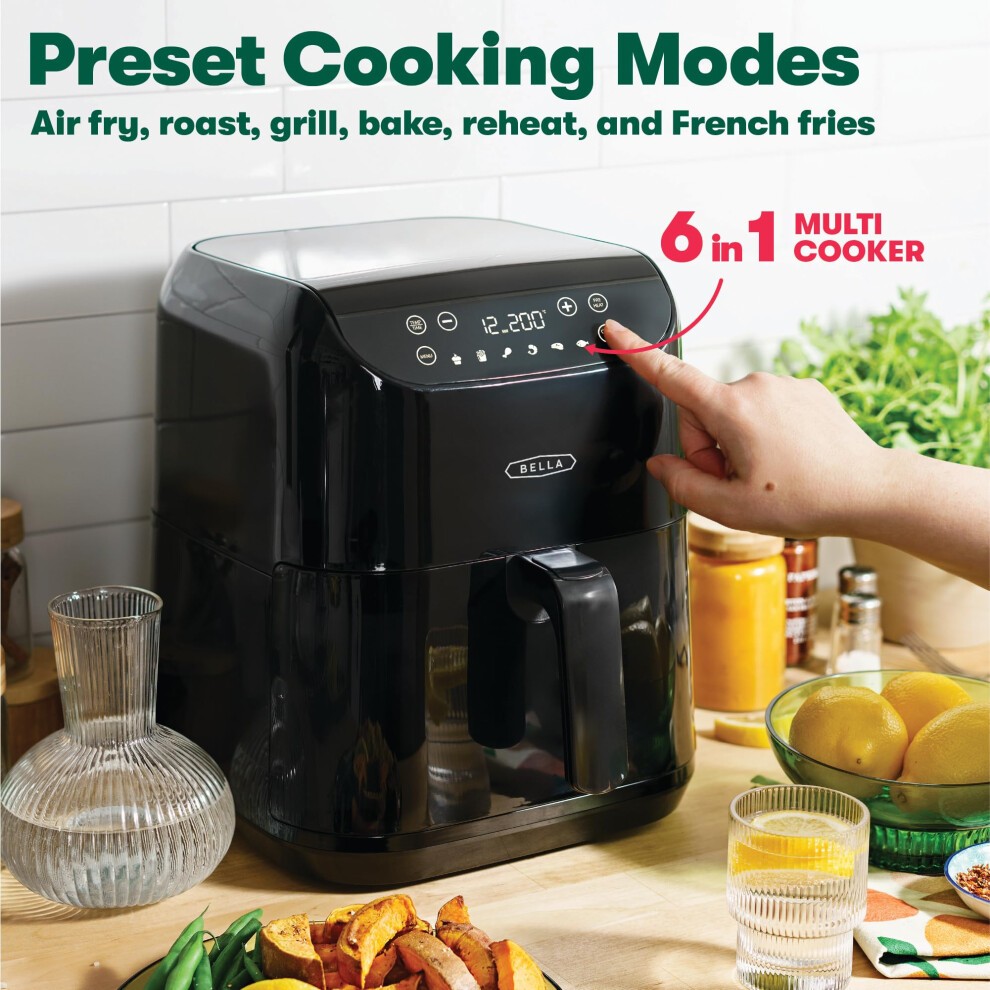 BELLA 6 L Touchscreen Air Fryer with Preset Cooking Modes and Removable Nonstick Dishwasher Safe Crisping Tray and Basket, 1500 Watt Heating System, thumbnail