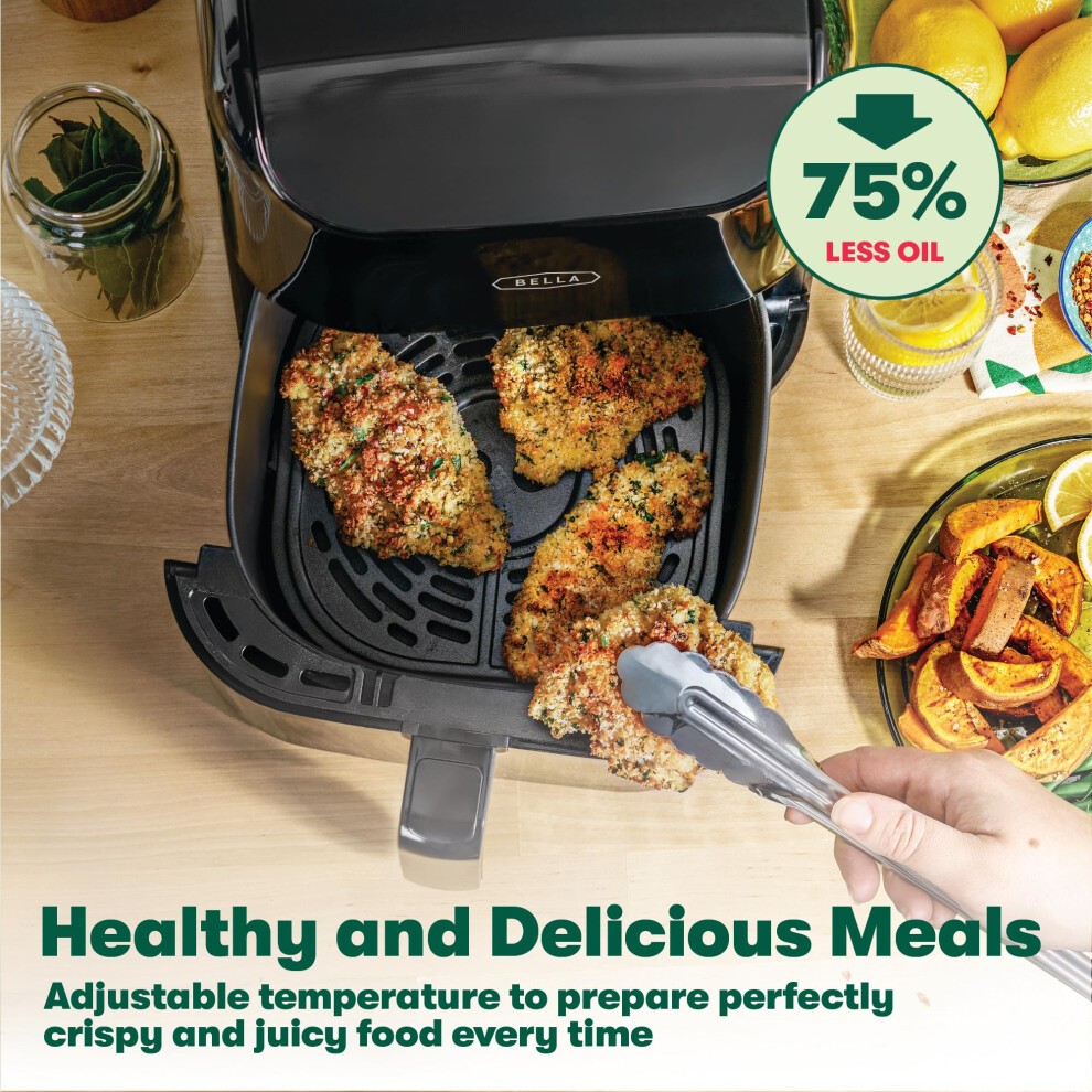 BELLA 6 L Touchscreen Air Fryer with Preset Cooking Modes and Removable Nonstick Dishwasher Safe Crisping Tray and Basket, 1500 Watt Heating System, thumbnail