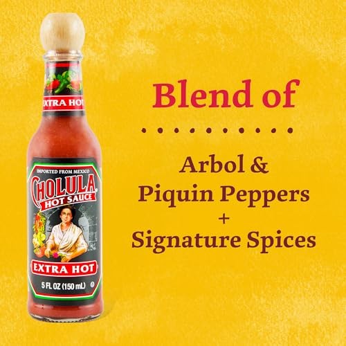 Cholula Hot Sauce, Extra Hot, Product of Mexico, Blend of Arbol & Piquin Peppers for Bringing Extra Hot Heat to Tacos, Eggs, Pizza and More, 5 Fl Oz thumbnail