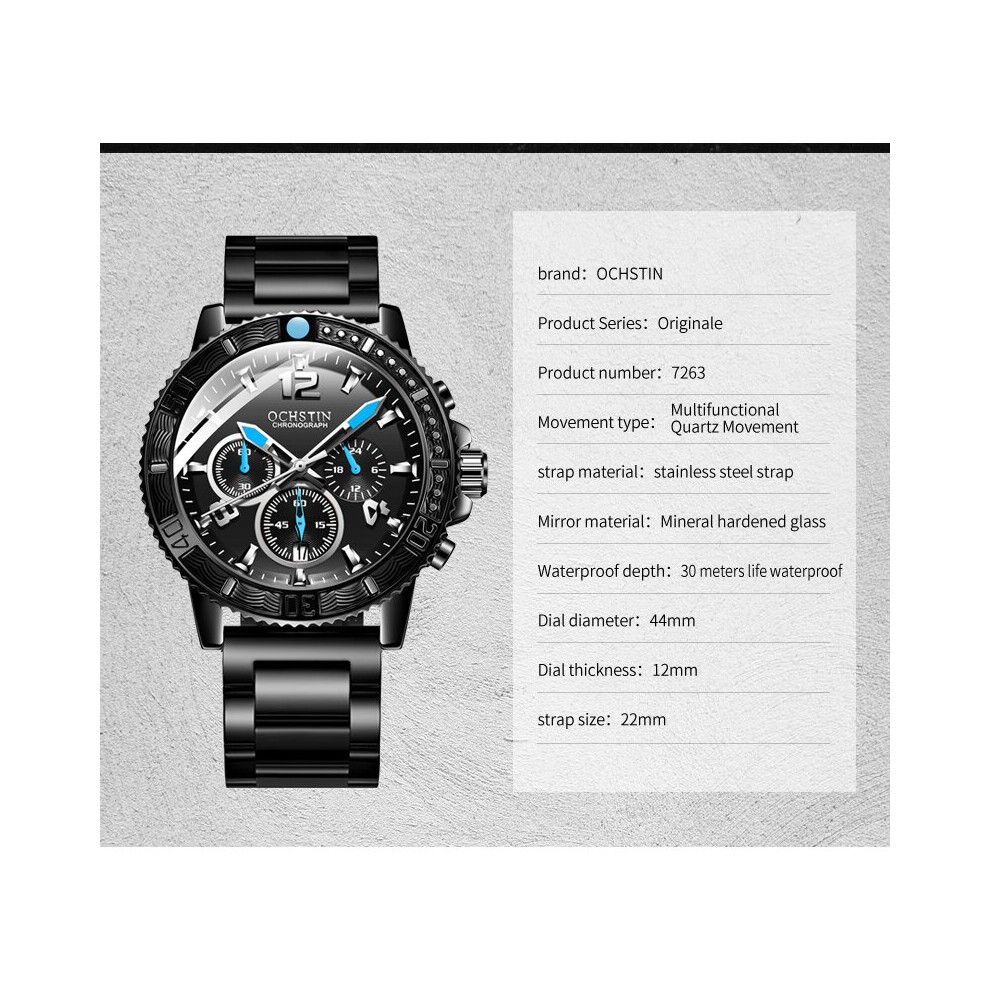 Man WristWatch Waterproof Chronograph Men Watch Military Top Stainless Steel Sport Business Male Clock 7263 thumbnail