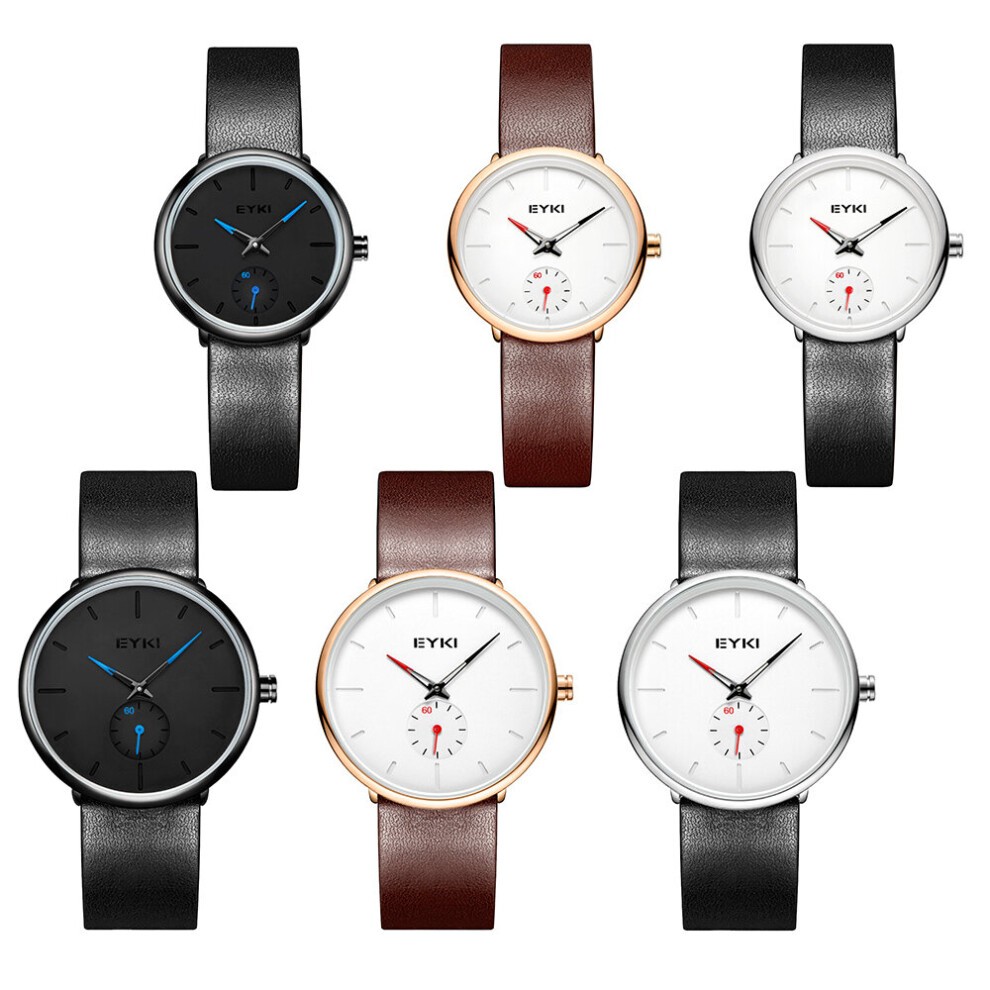 NO.2-6858 Men Leather Quartz Watches Woman Big Dial Sport Wrist Watch thumbnail