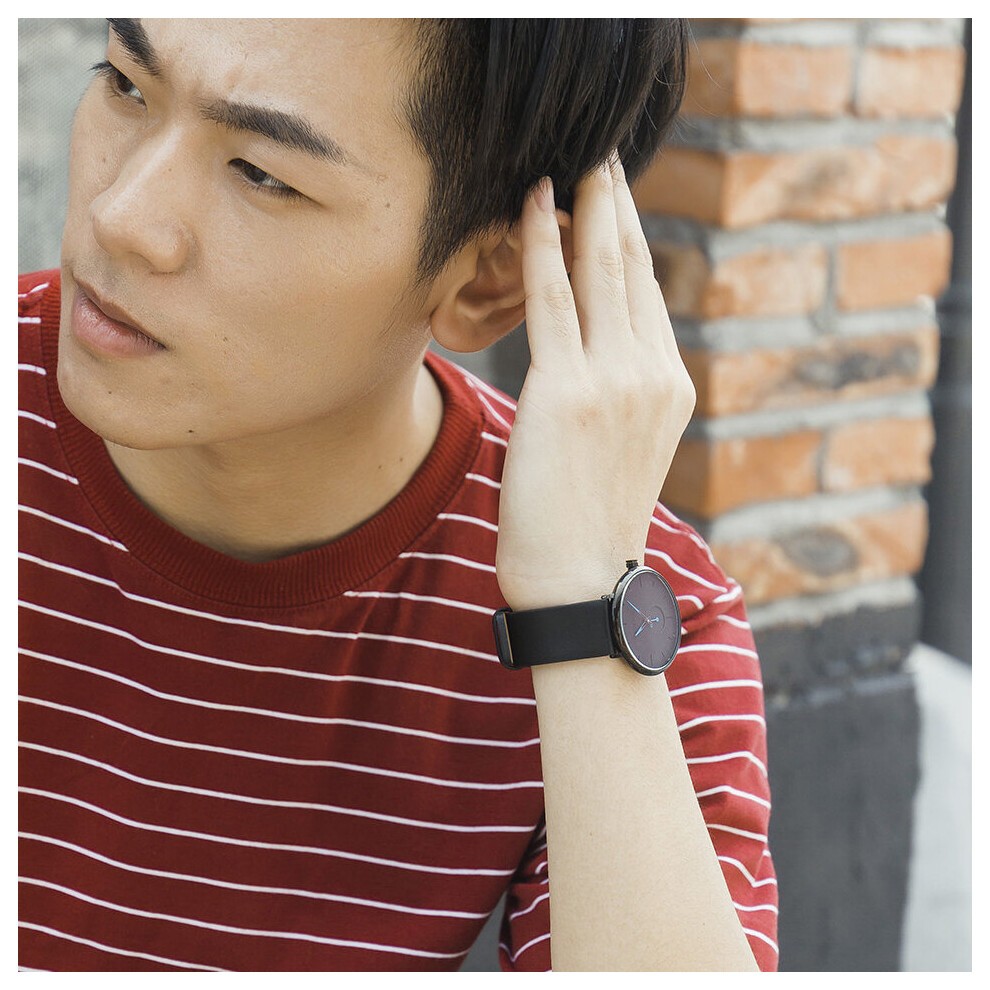 NO.2-6858 Men Leather Quartz Watches Woman Big Dial Sport Wrist Watch thumbnail