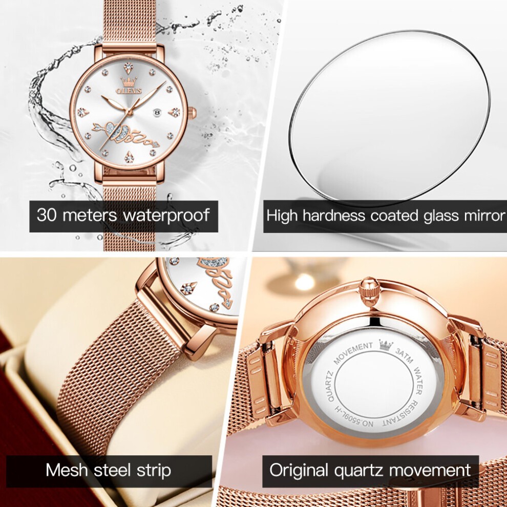 Women Watch Top Lady Girl Wristwatch Stainless Steel Bracelet Classic Heart Female Clock Gift 5509 thumbnail
