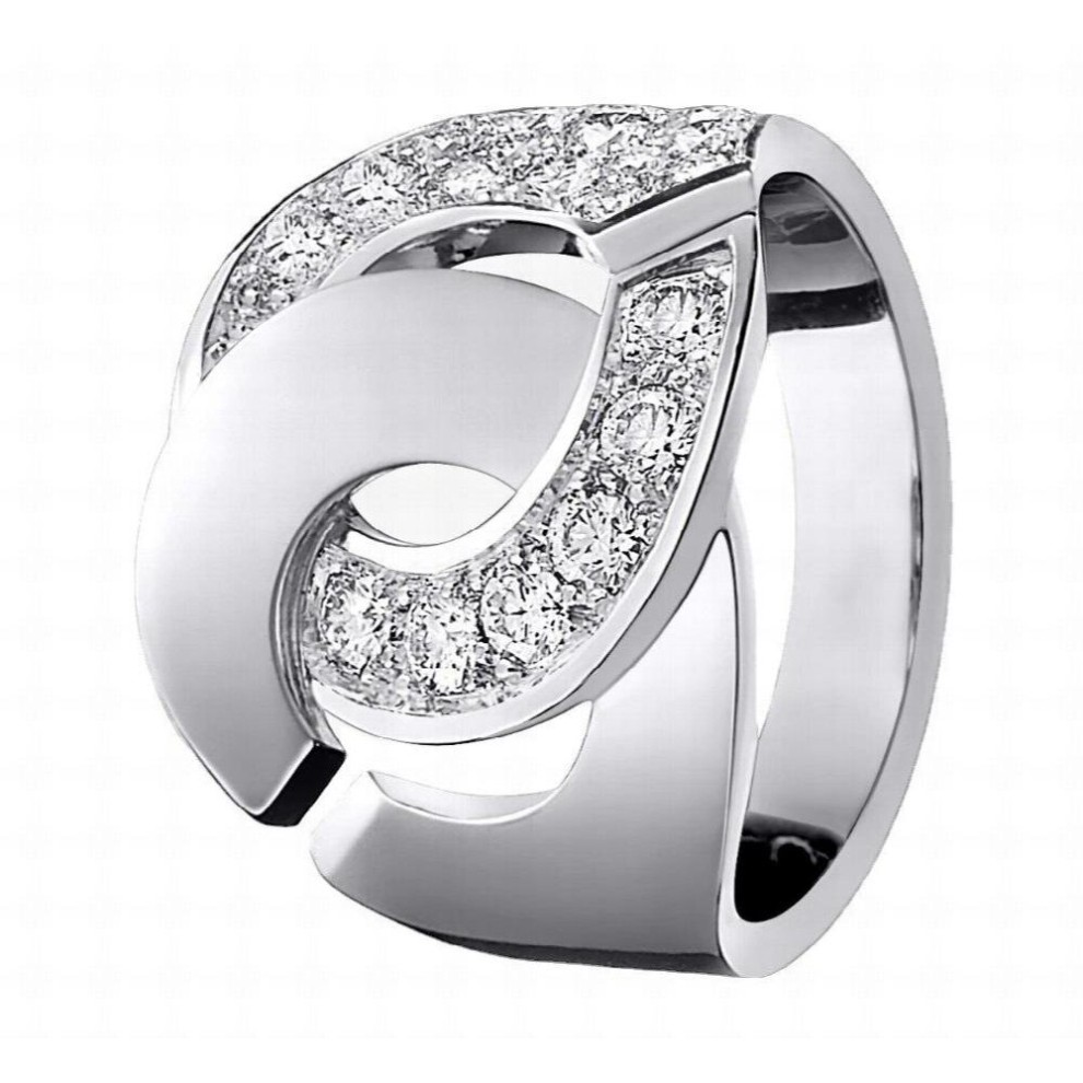 100%S925 Sterling Silver Ring French Pop Inlay Electroplated Zircon Handcuff Ring Gift Couple R16