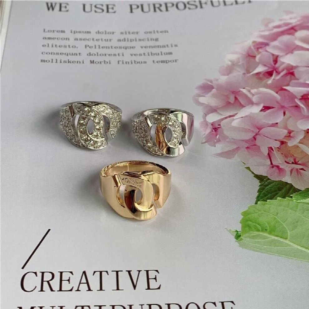100%S925 Sterling Silver Ring French Pop Inlay Electroplated Zircon Handcuff Ring Gift Couple R16 thumbnail