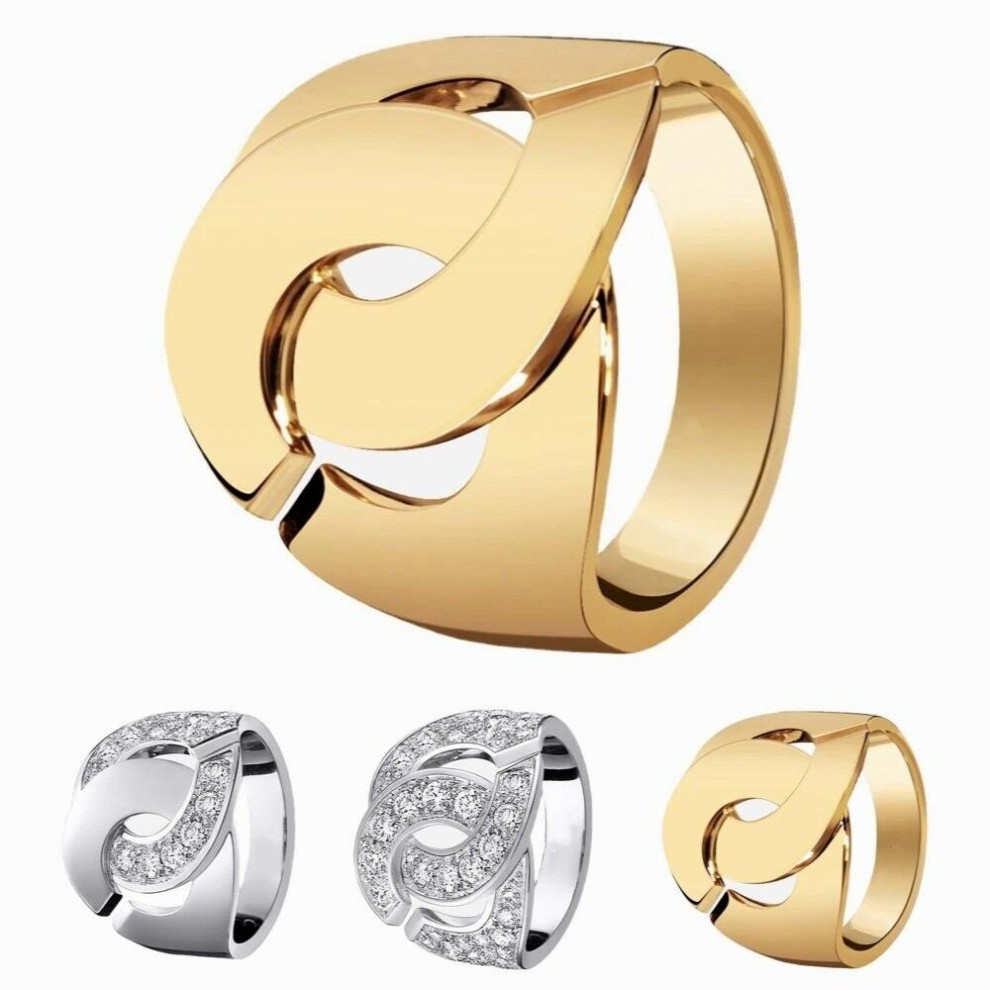 100%S925 Sterling Silver Ring French Pop Inlay Electroplated Zircon Handcuff Ring Gift Couple R16 thumbnail