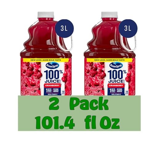 Ocean Spray Cranberry 100% Juice Drink 101.4 Fl Oz Plastic Bottle 2 Pack