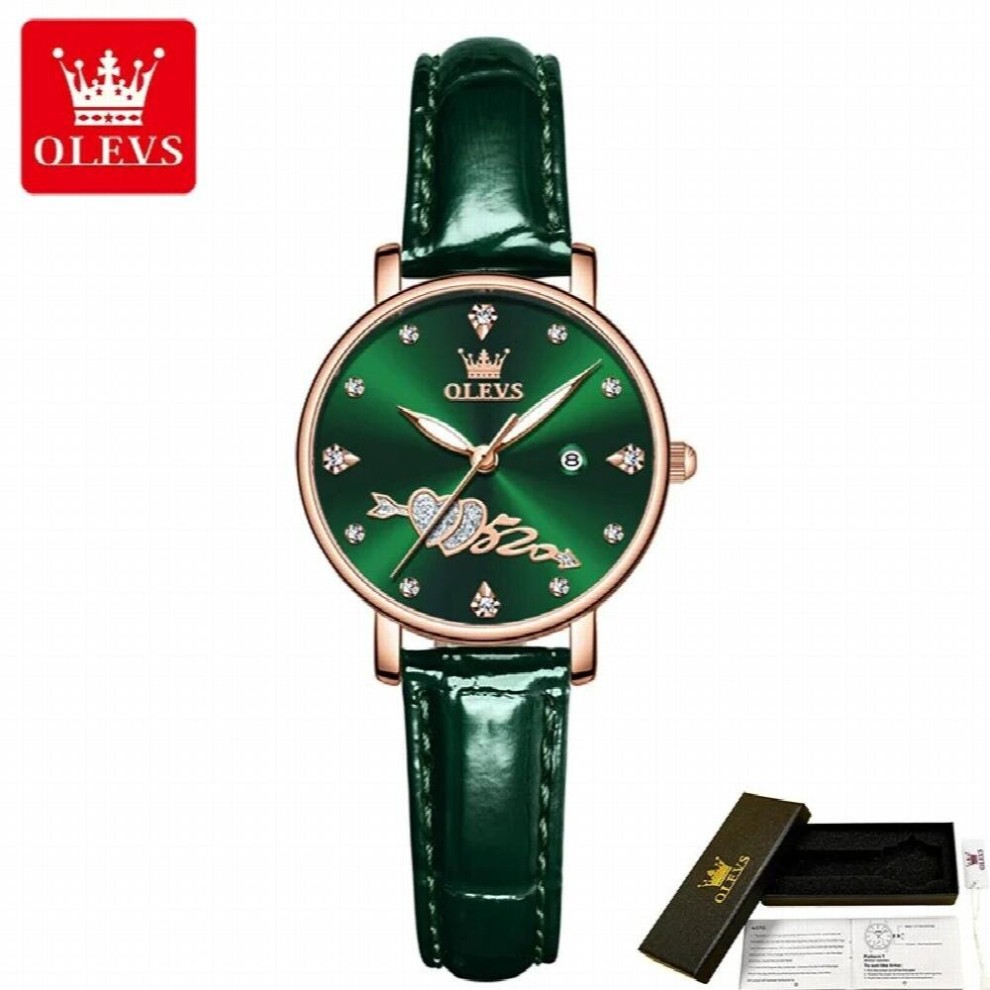 5509 Diamond Leather Strap Watch for Women Waterproof Quartz Women Wristwatch Calendar