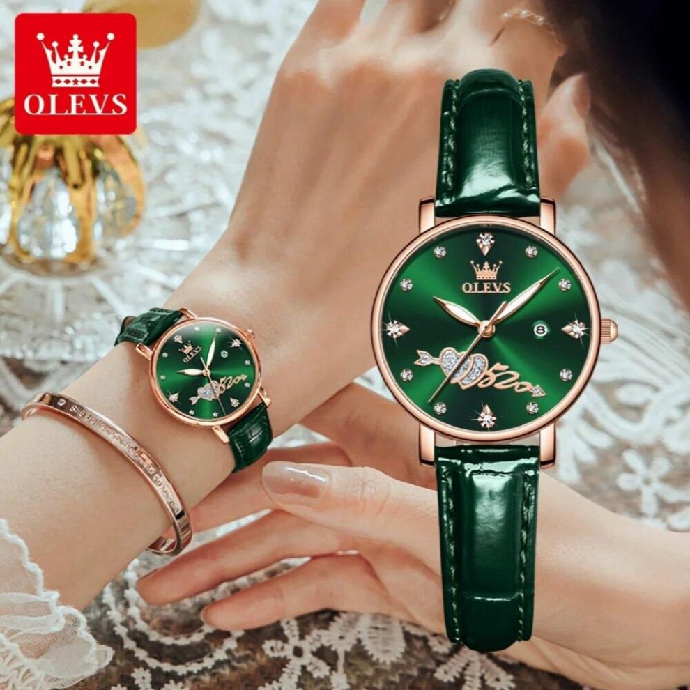 5509 Diamond Leather Strap Watch for Women Waterproof Quartz Women Wristwatch Calendar thumbnail