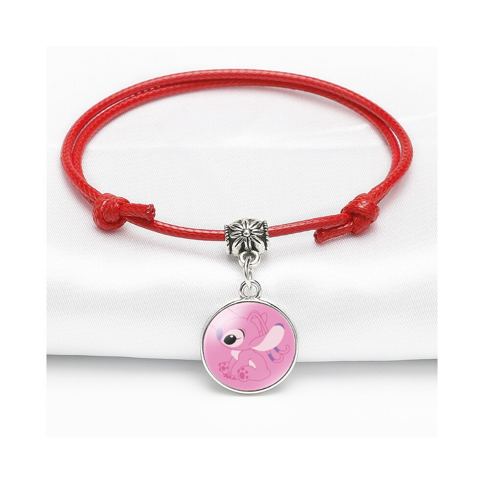(4719) Red Eyecatching Stitch Bracelet Adjustable Length with Cartoon Characters