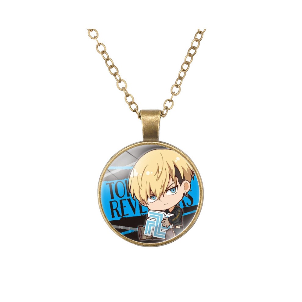 (8306) Tokyo Revengers Mikey Retro Round Pendant Necklace Cartoon Character Jewelry Alloy Chain