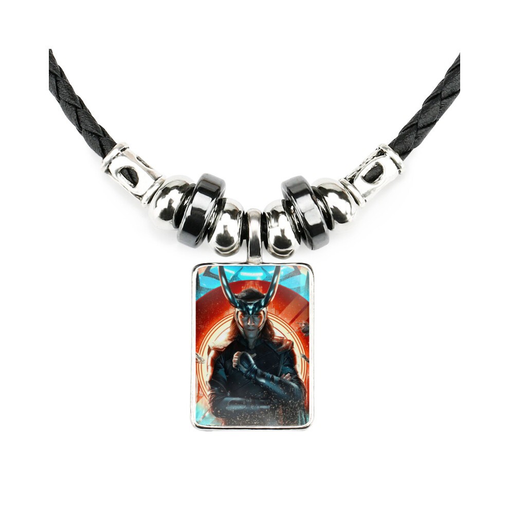 (6505) Unique Loki Time Gemstone Necklace for Men Electrolated Alloy Geometric Pendant