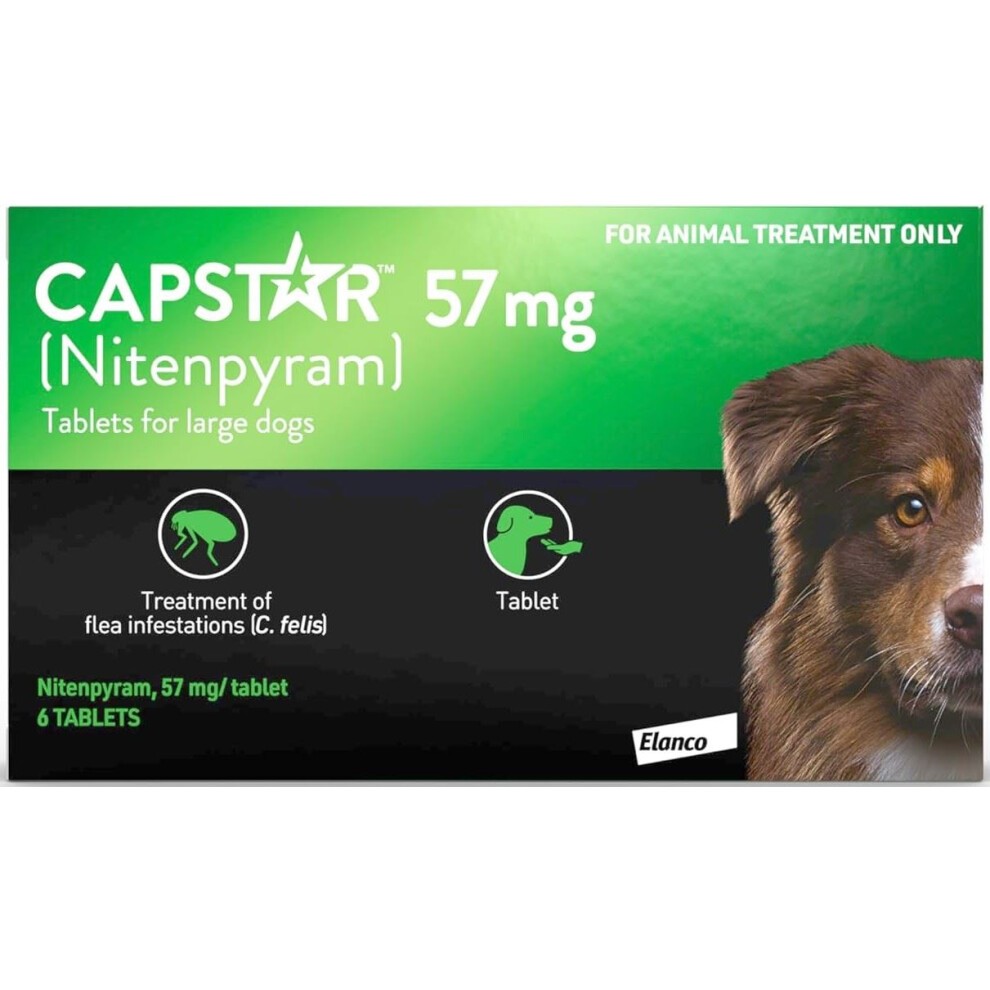 Capstar Dog Cat Flea Tablets Treatment Kills Fleas Fast 57mg - 6 Pack