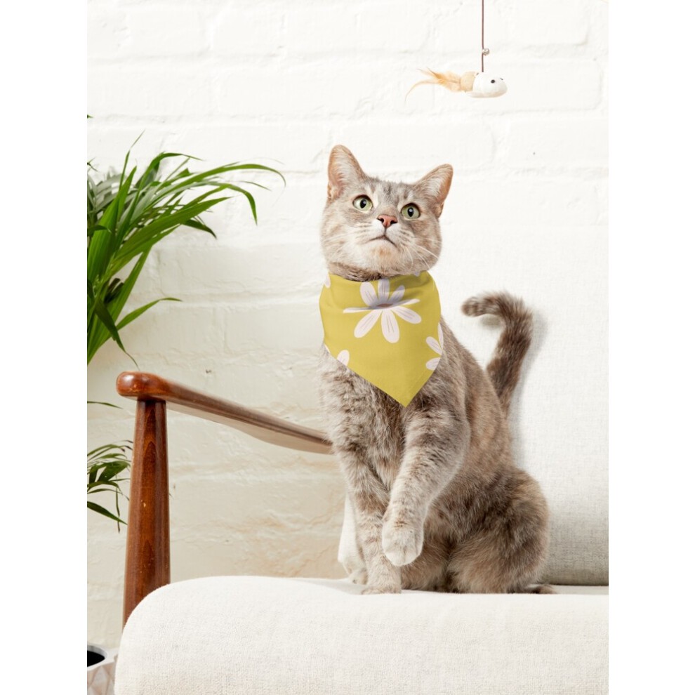 (Vintage Granny Square Print=2658) 2-in-1 Pet Bandana Collar with Quick Release Buckle & D-Ring Adjustable Cat Scarf for Large/XLarge/XXLarge Dogs, Do thumbnail