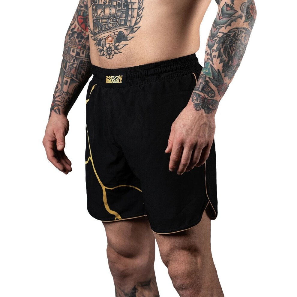(Medium) Scramble Kintsugi Grappling Fight Shorts - Black thumbnail