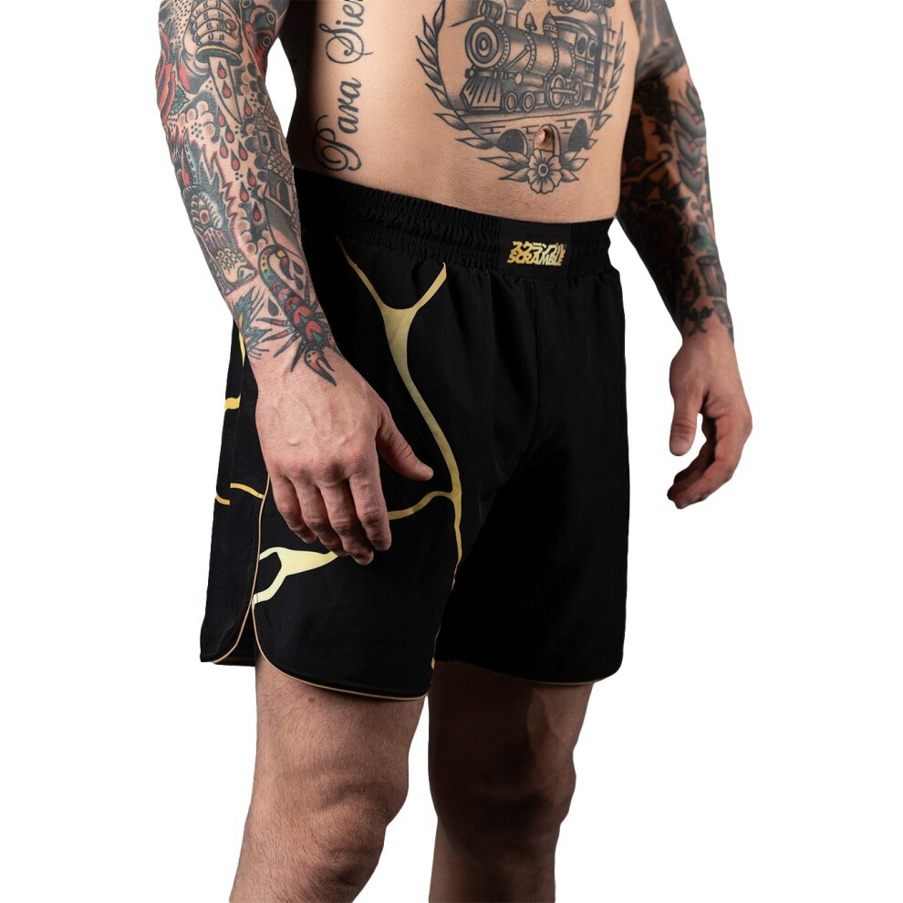 (X-Large) Scramble Kintsugi Grappling Fight Shorts - Black thumbnail