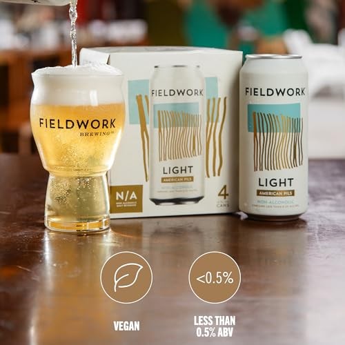 Fieldwork Non-Alcoholic Craft Beer 16 Fl Oz, Light American Pils, Vegan, Low-Calorie, 4-Pack Cans thumbnail