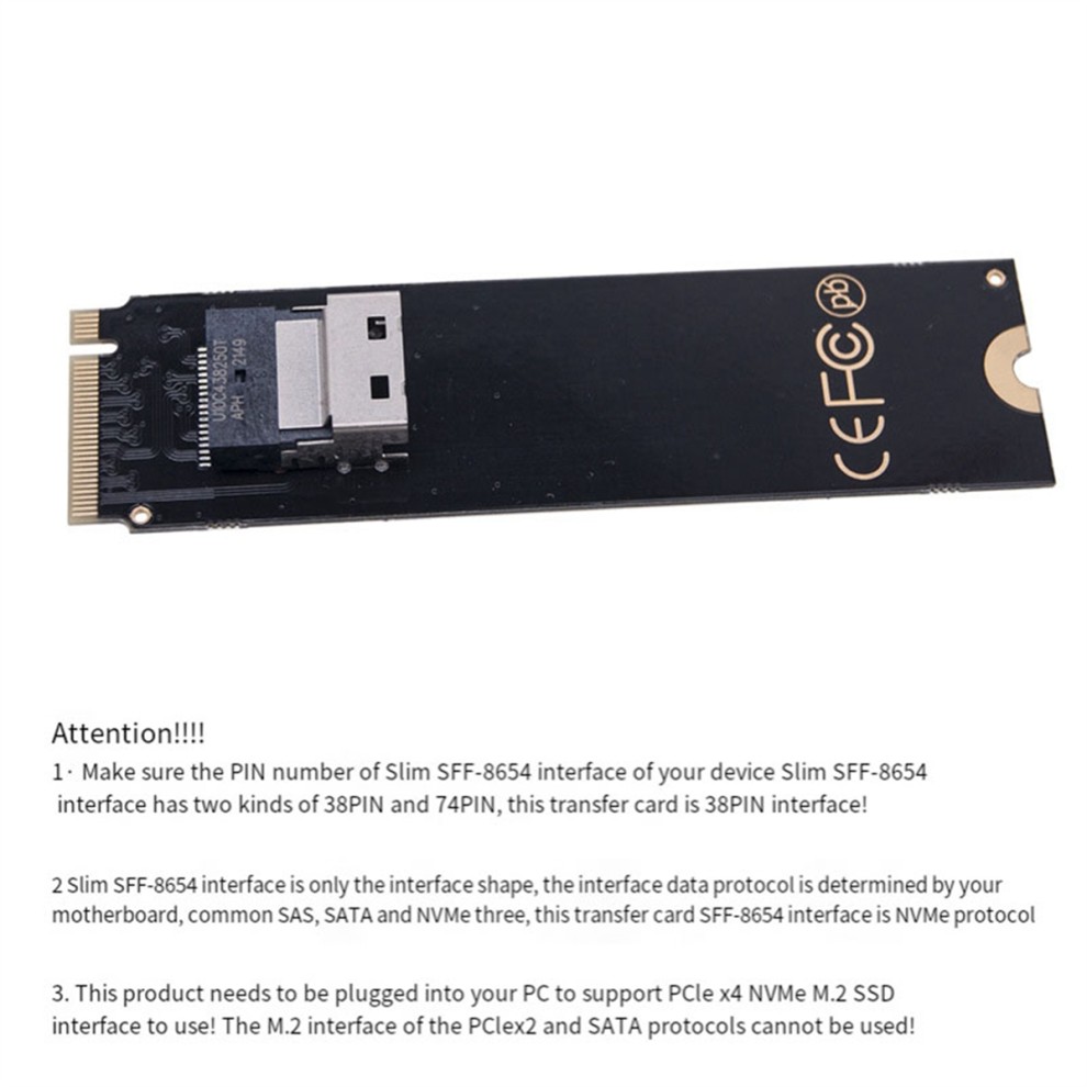 NGFF M-Key NVME to SFF-8654 Slimline SAS Card Adapter thumbnail