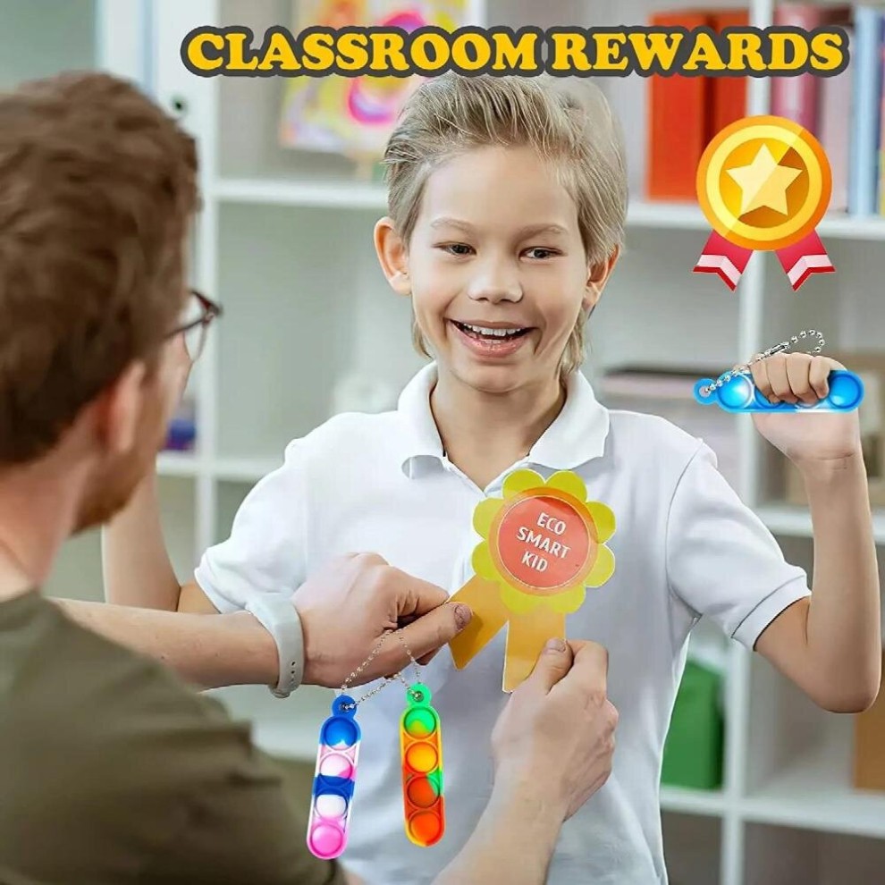 10/20/30/50PCS Rainbow Mini Keychain Pop Fidget Toys Bulk Push Bubble Stress Relief Sensory Toys for Kids Adult Key Ring Pendant thumbnail